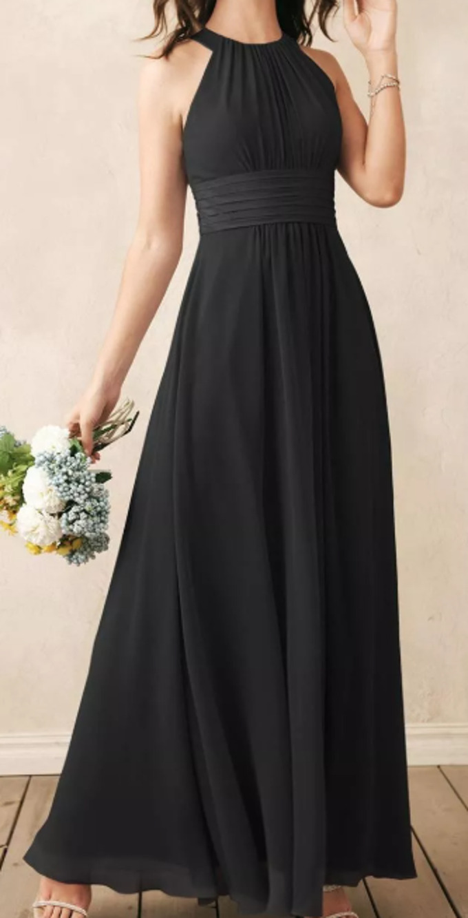 AW BRIDAL 2 XS  black Dorian bridesmaid chidon formal party maxi dress NEW B33